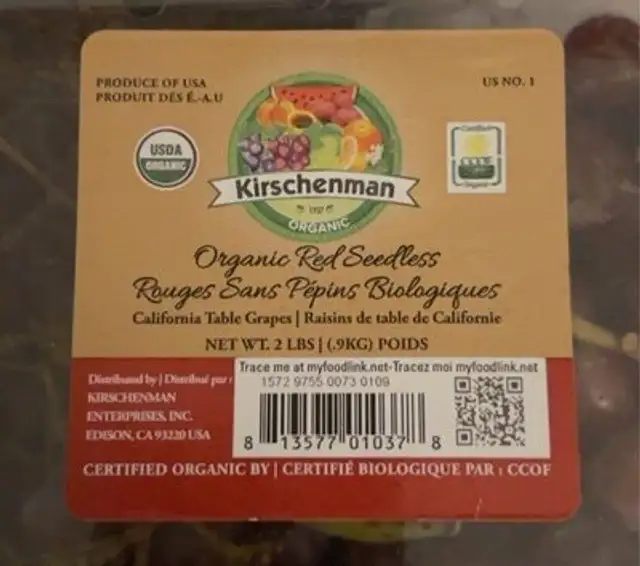 Organic Seedless grapes