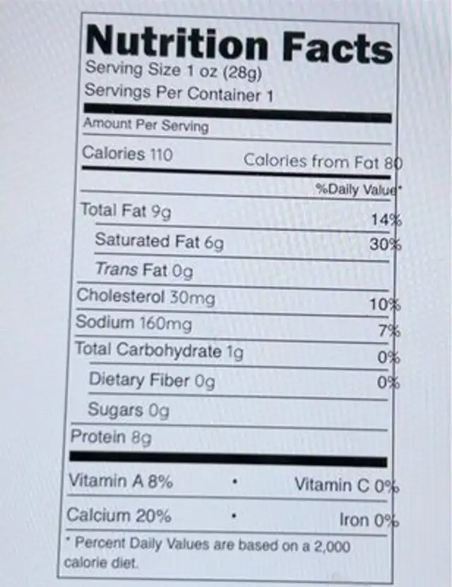 Pepper jack n beef stick nutrition facts table