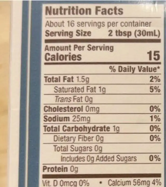 Vanilla better half coffee creamer nutrition facts table