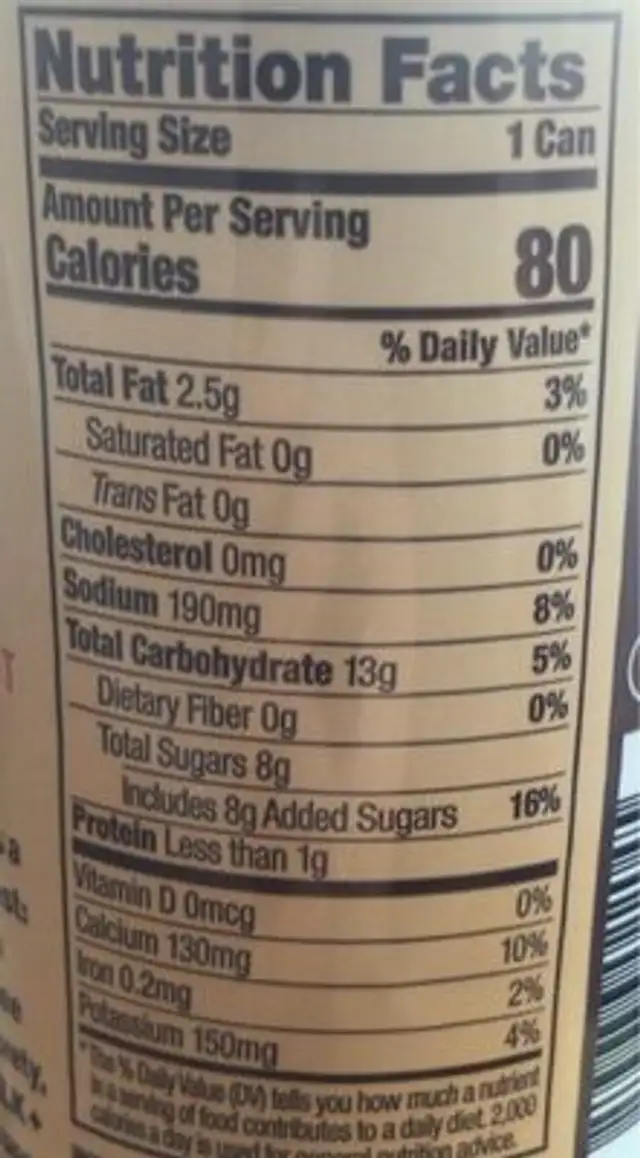 nitro latte with oatmilk salted caramel nutrition facts table