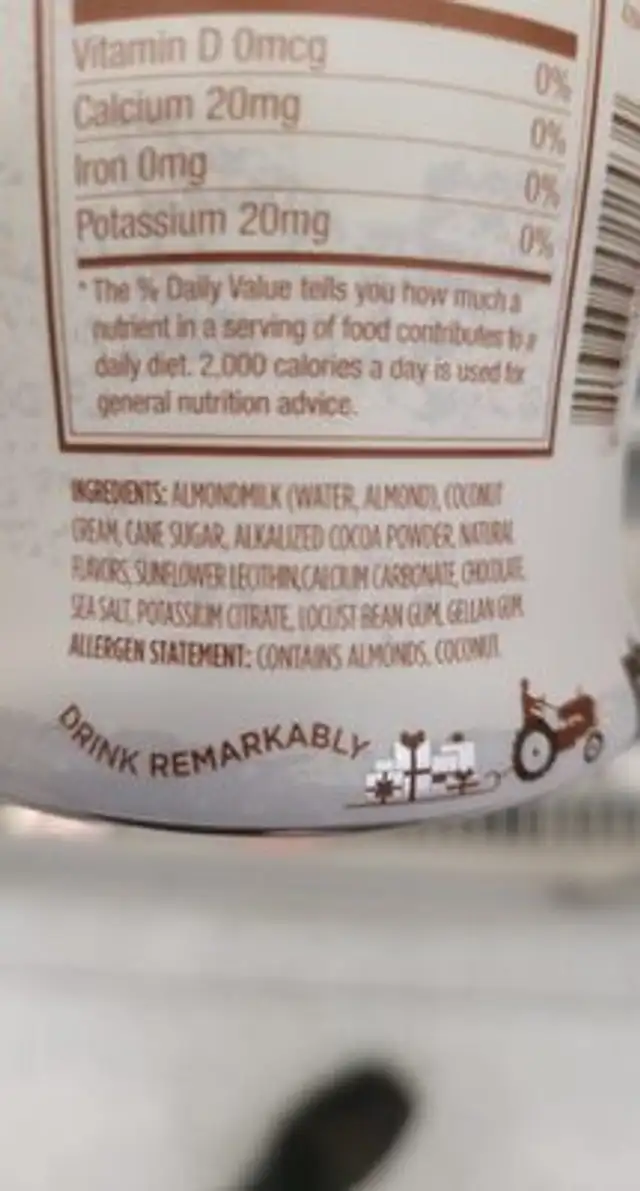 califia farms creamer ingredients label