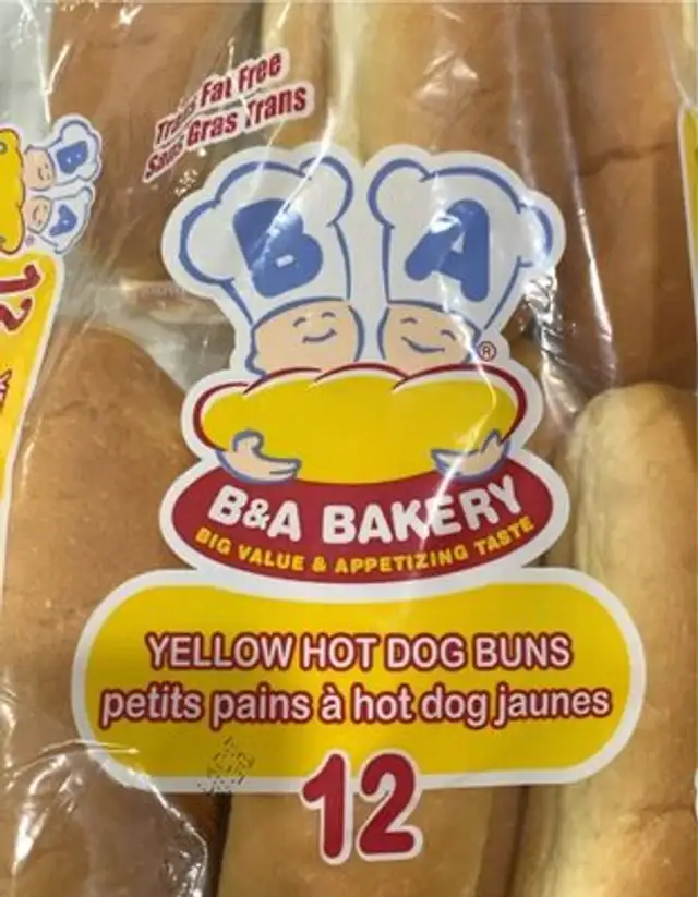 Yellow hot dog buns