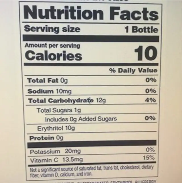 Bai boost nutrition facts table