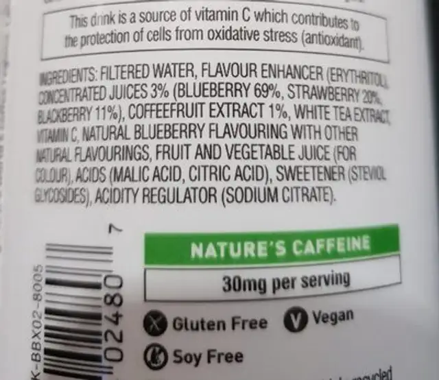 Antioxidant infusion Brasilia Blueberry ingredients label