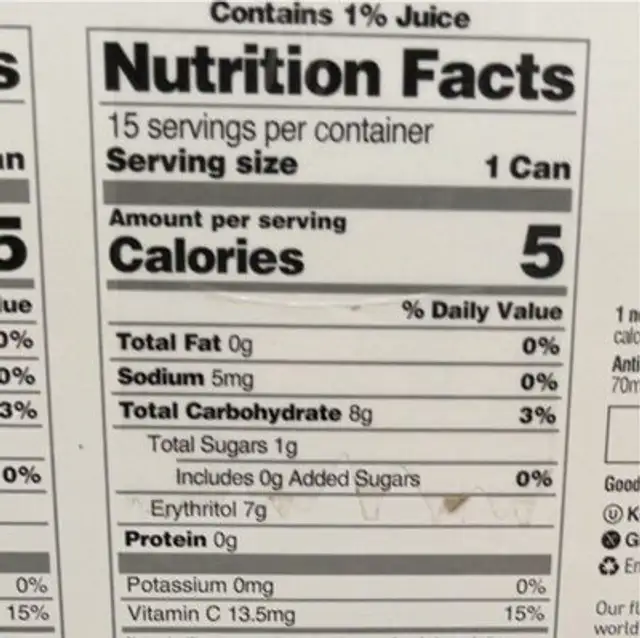 Bai bubbles nutrition facts table