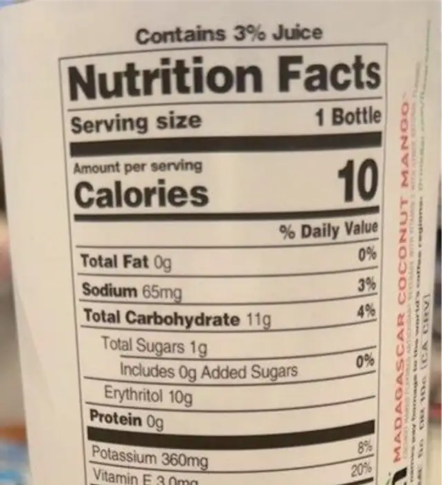 Madagascar coconut mango nutrition facts table