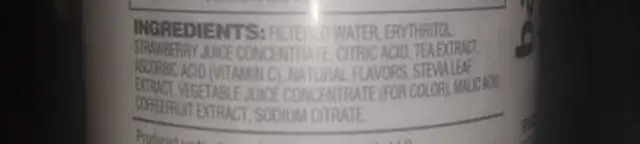 Bai Antioxident Infusion ingredients label