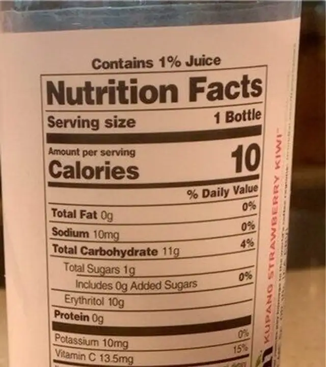 Bai Antioxident Infusion nutrition facts table