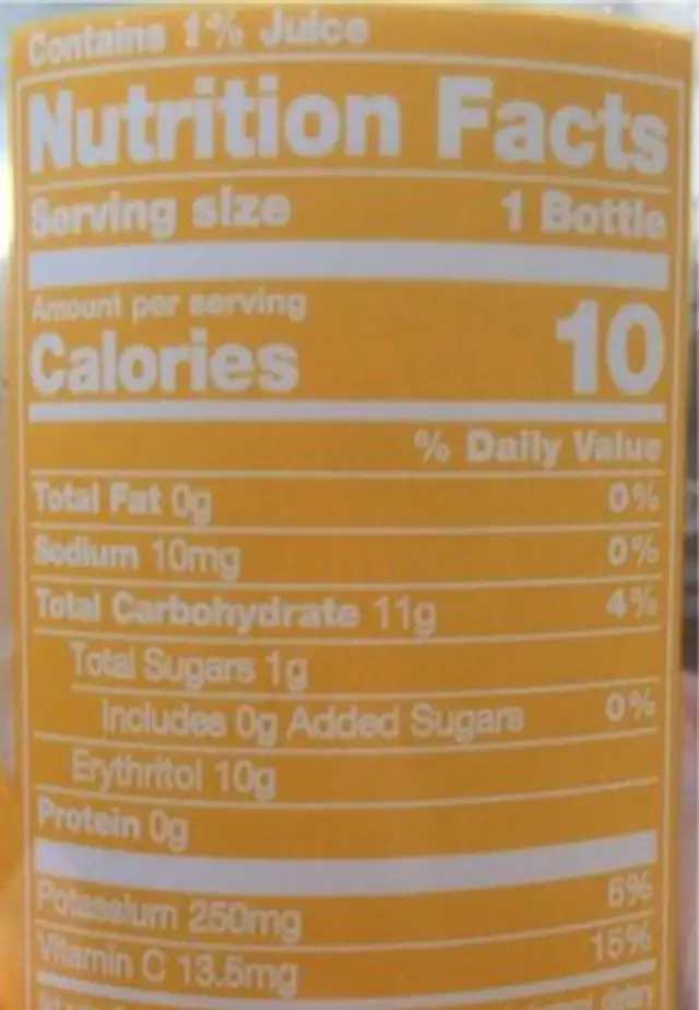 Bai boost togo tangerine citrus nutrition facts table