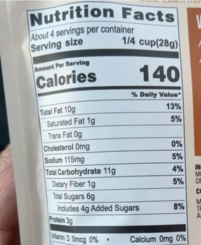 Sprouted organic nut blend malted maple nongmo nutrition facts table