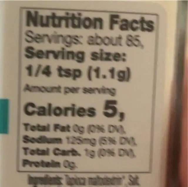 White Cheddar organic popcorn seasoning nutrition facts table