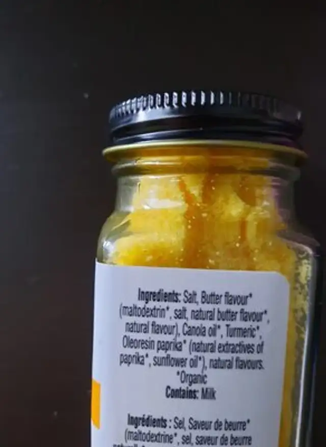 m ingredients label