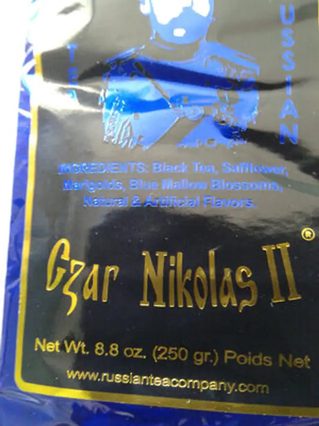 Czar Nikolas ingredients label