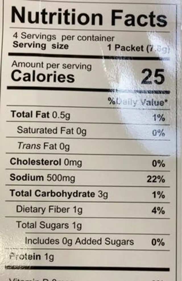 Organic miso soup nutrition facts table