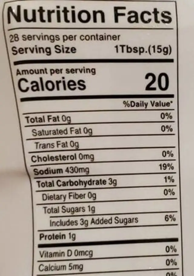 Miso & easy vegetarian nutrition facts table