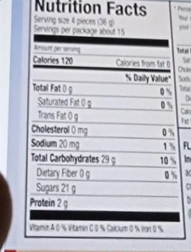 Efrutti hot dog gummis nutrition facts table
