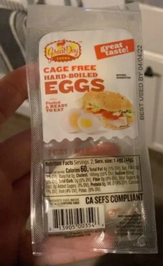 Cage free Hard boiled eggs