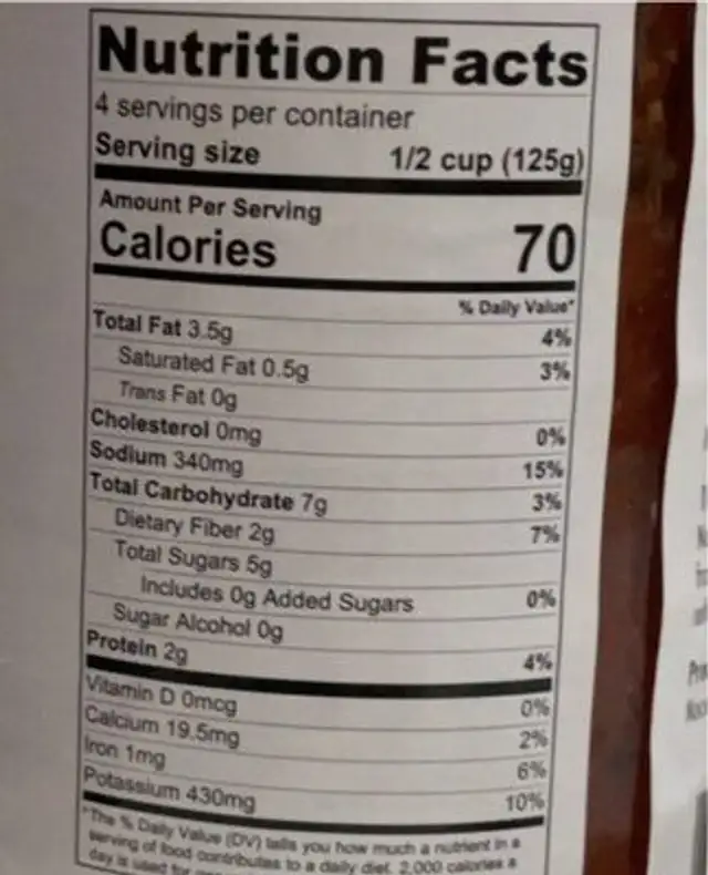 Pizza Napoletana nutrition facts table