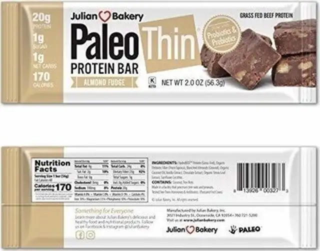 Paleo thin protein bar | almond fudge | grass-fed