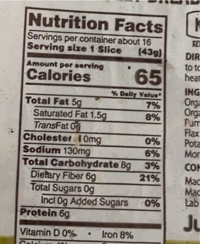 Paleo bread seed medley low carb glutenfree nutrition facts table