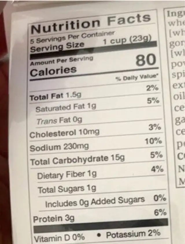 Thorpellini Tortellini Soup nutrition facts table