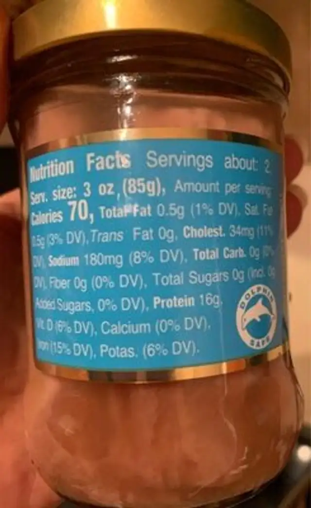 Tuna fillet in water nutrition facts table