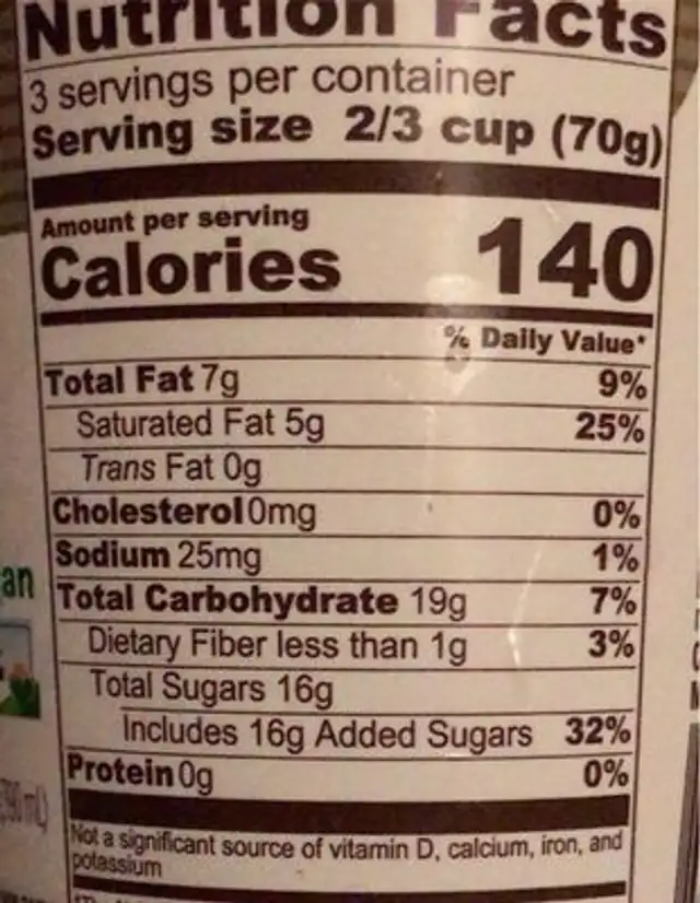 Gelato tartufo nutrition facts table