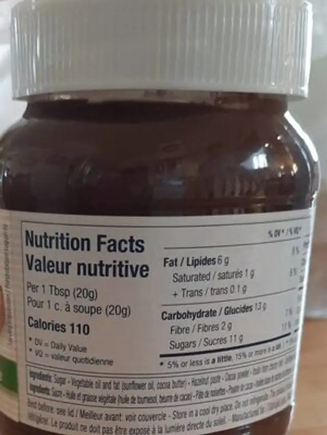 La crema nutrition facts table