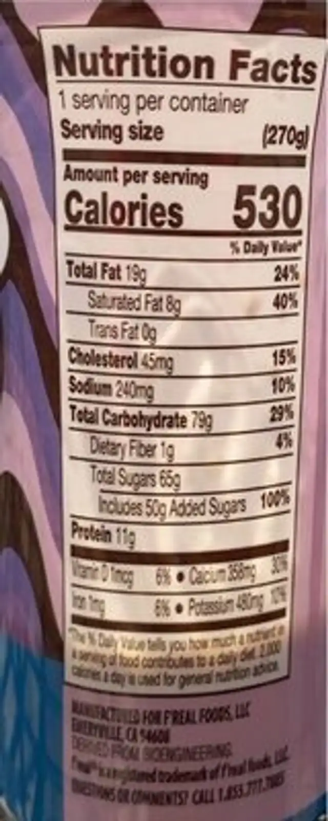 S’mores Galore nutrition facts table