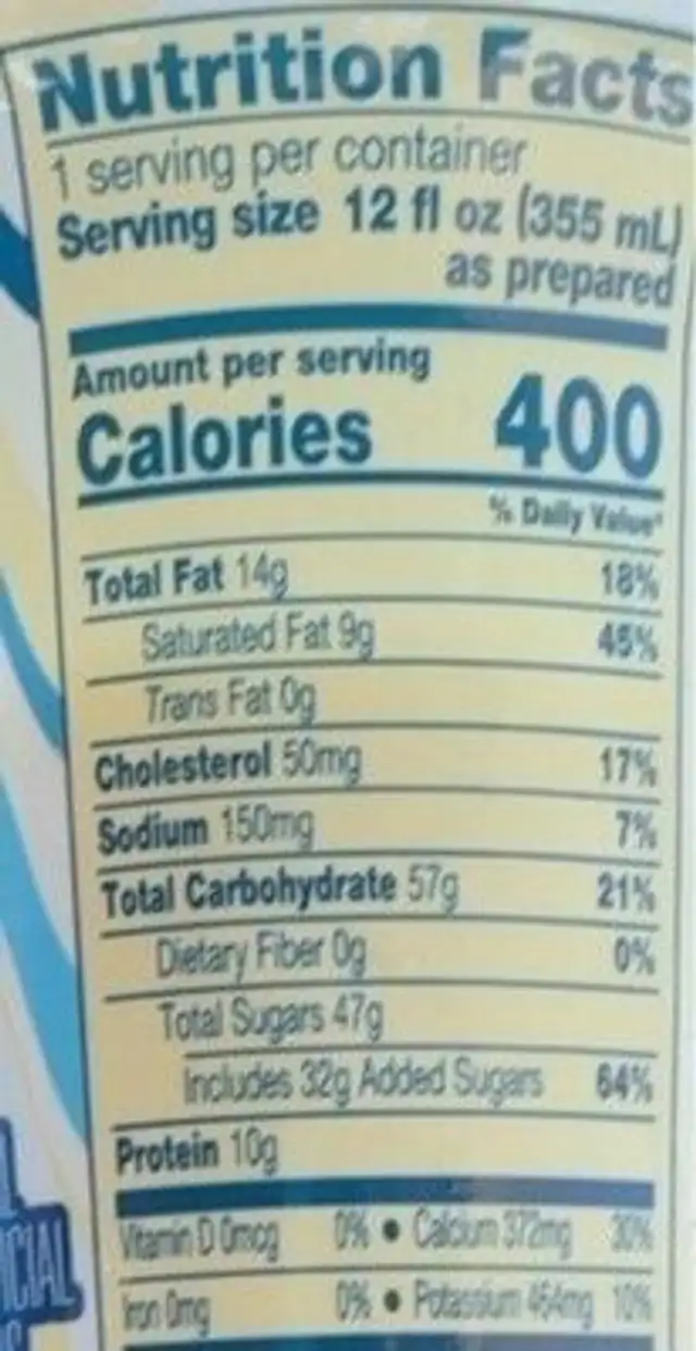Vanilla Bliss nutrition facts table