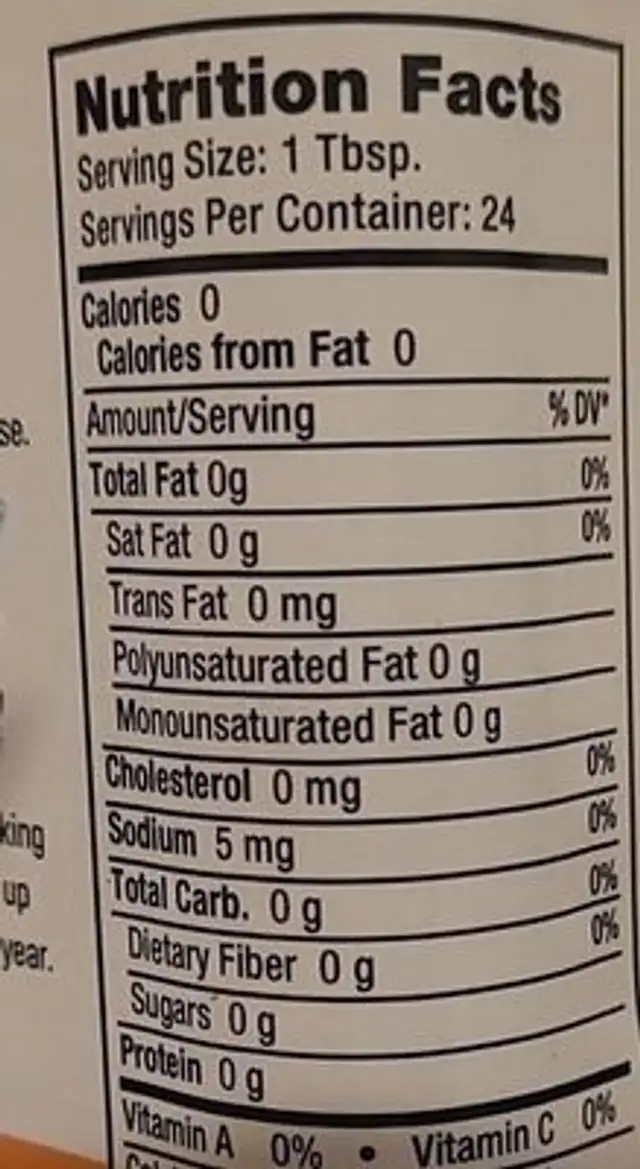 Smart coffee creamer nutrition facts table