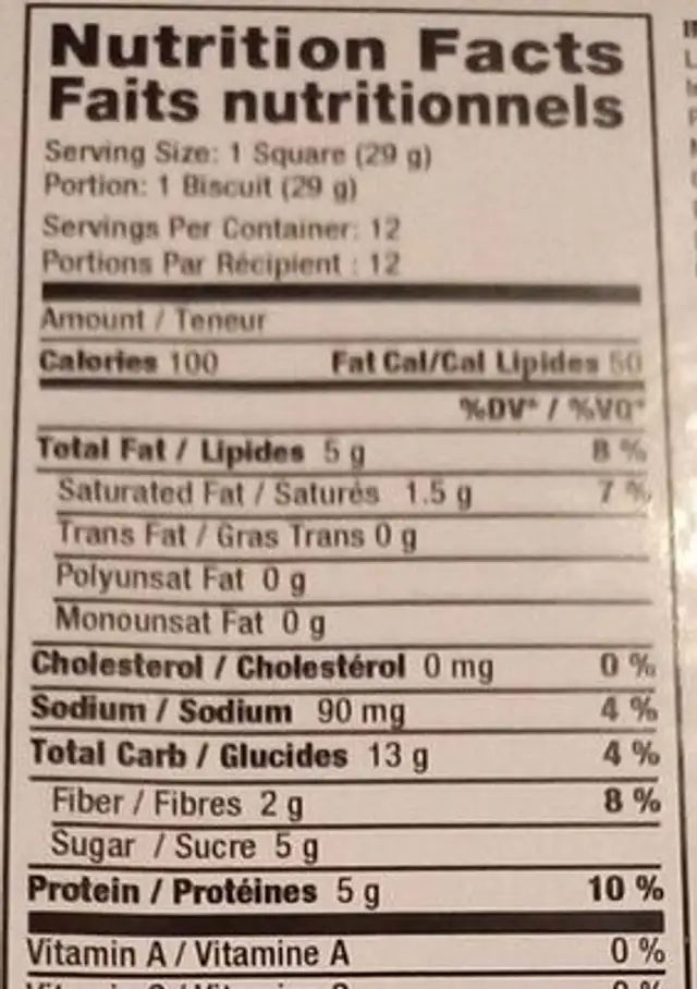 Biscuits aux bananes et pépites de chocolat nutrition facts table