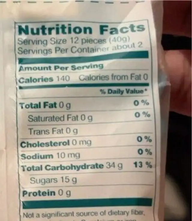 Vegan soft candy exotic fruits nutrition facts table