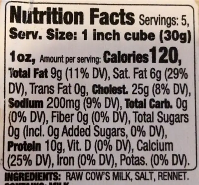 Parmigiano reggiano nutrition facts table