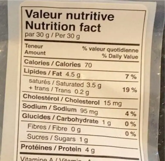 La petite démone nutrition facts table