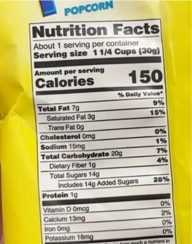 candy pop popcorn nutrition facts table
