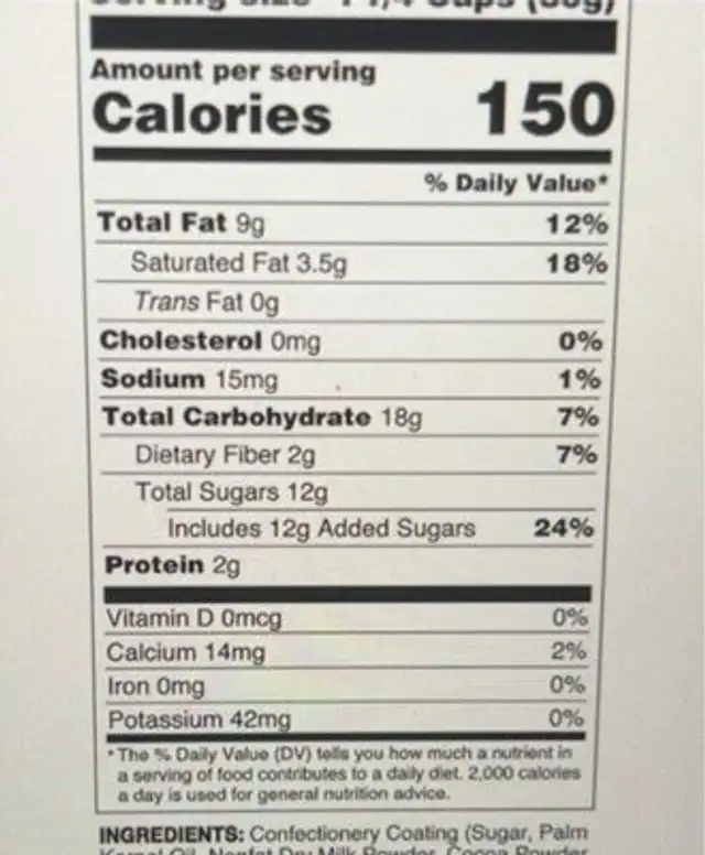 Pop corn butterfinger nutrition facts table