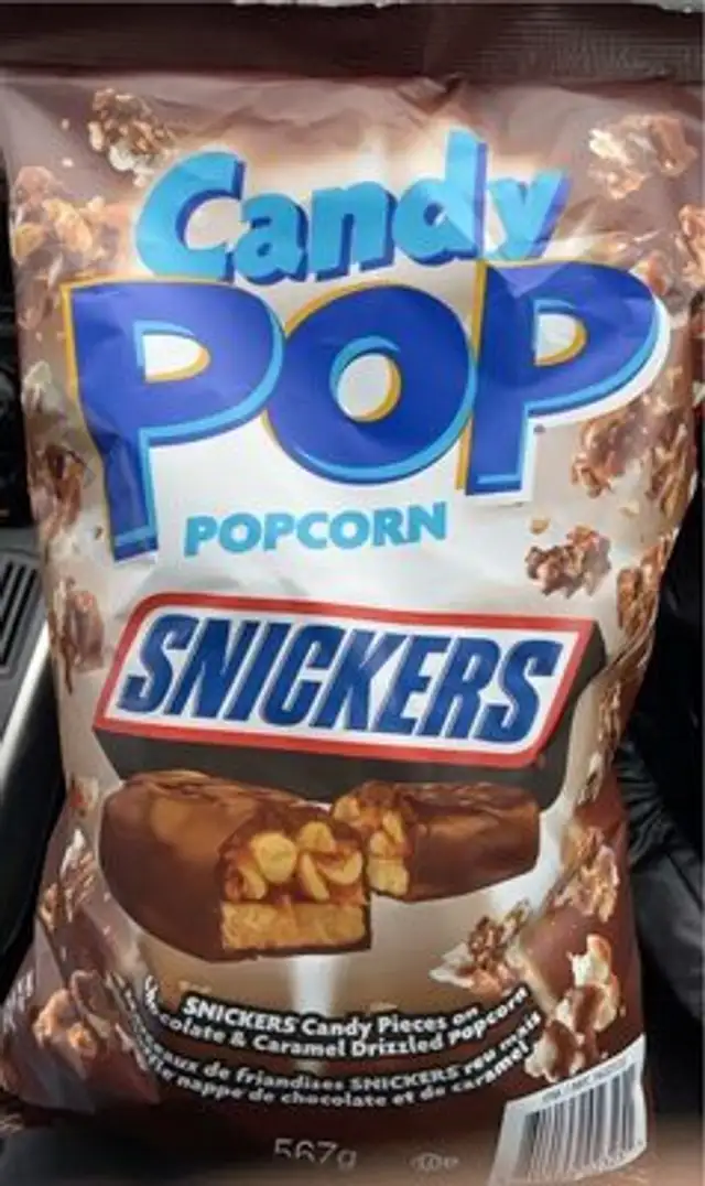 Snickers popcorn front packaging