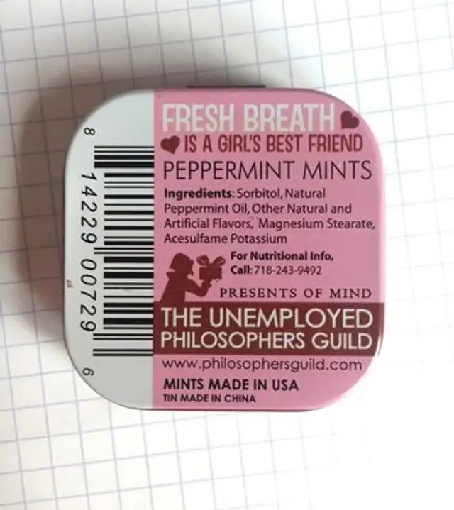 Peppermint Mints ingredients label