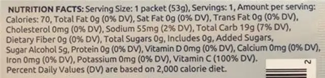 edge fuel to go nutrition facts table