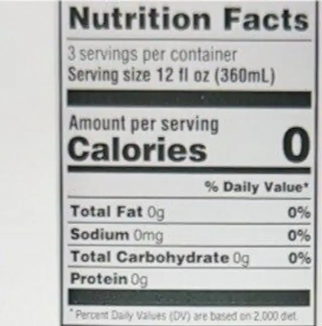 LYT pH Water 9.5+ nutrition facts table