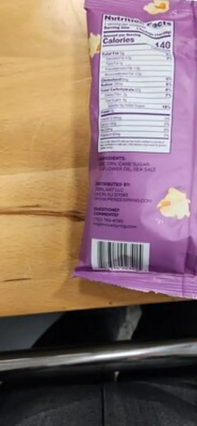 Jackpot  sweet and salty pop corn nutrition facts table