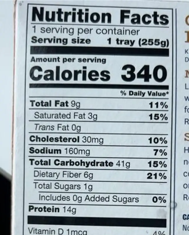 Authentic Italian Garro & Quinoa with broccoli & feta nutrition facts table
