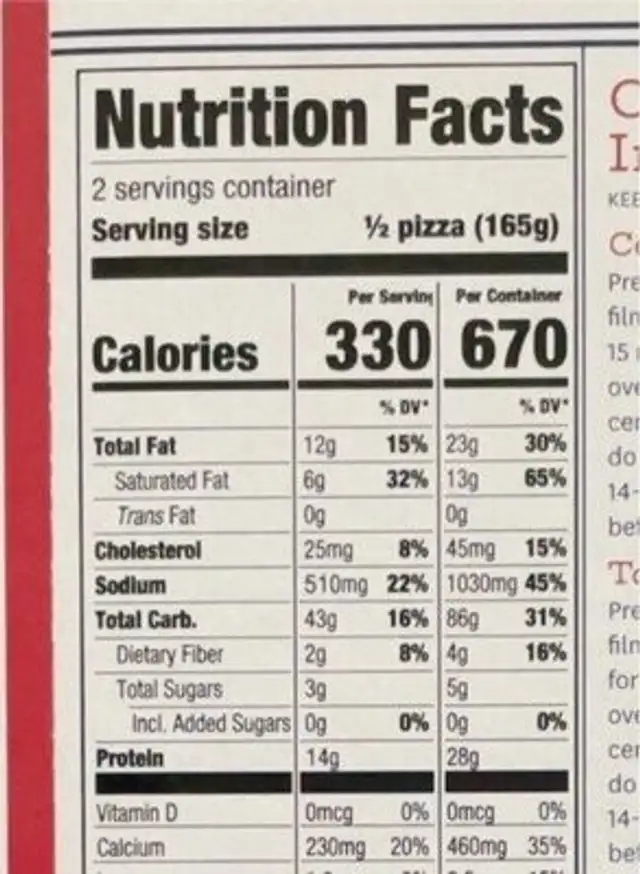 Cherry tomato & arugula flatbread nutrition facts table