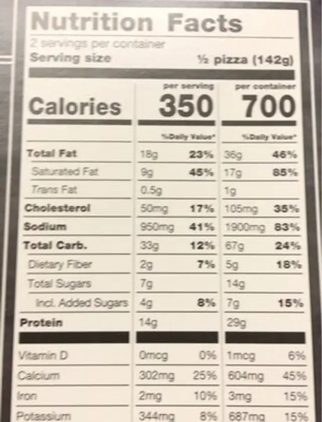 Culiflower Crust Pizza uncured pepperoni nutrition facts table