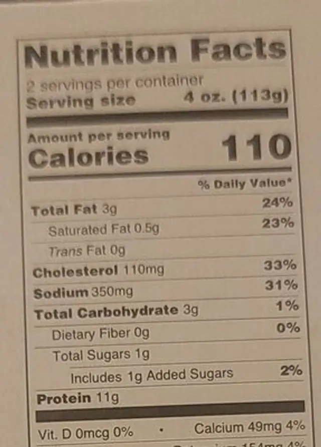 Bbq shrimp nutrition facts table