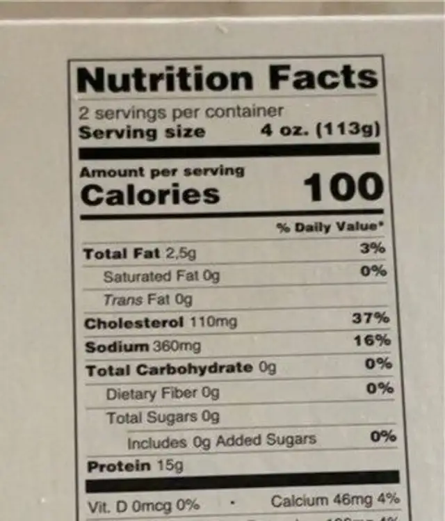 Southwest fajita shrimp nutrition facts table