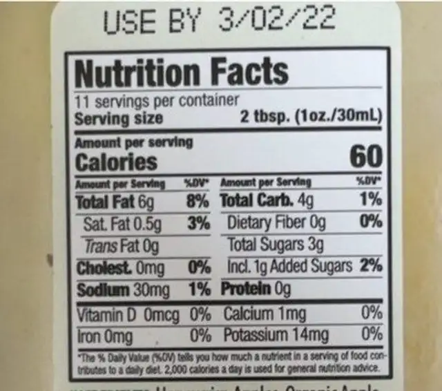 Homeycrisp apple vinaigrette nutrition facts table