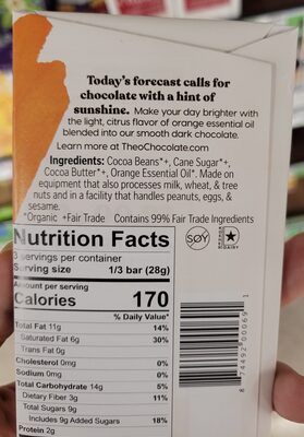 Organic Orange Dark Chocolate front packaging