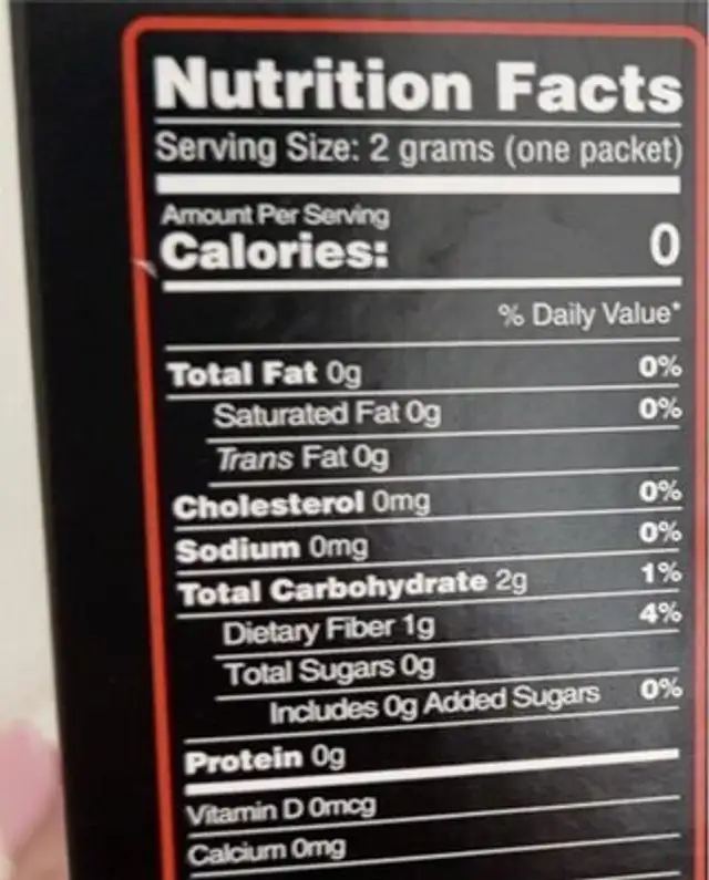 Sweet caramel nutrition facts table